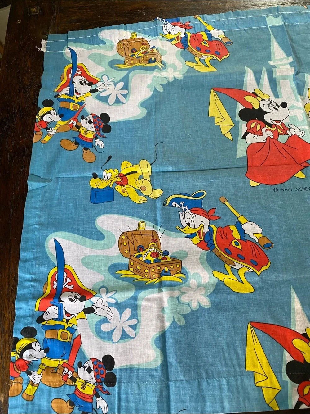 Vintage 1960s Set of 3 Walt Disney Mickey Mouse Disneyland Curtain Panels